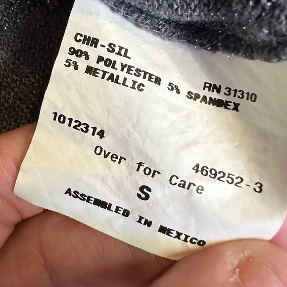 Vintage IZ Byer y2k small gray sparkle striped short sleeve whimsygoth grunge - Picture 7 of 8